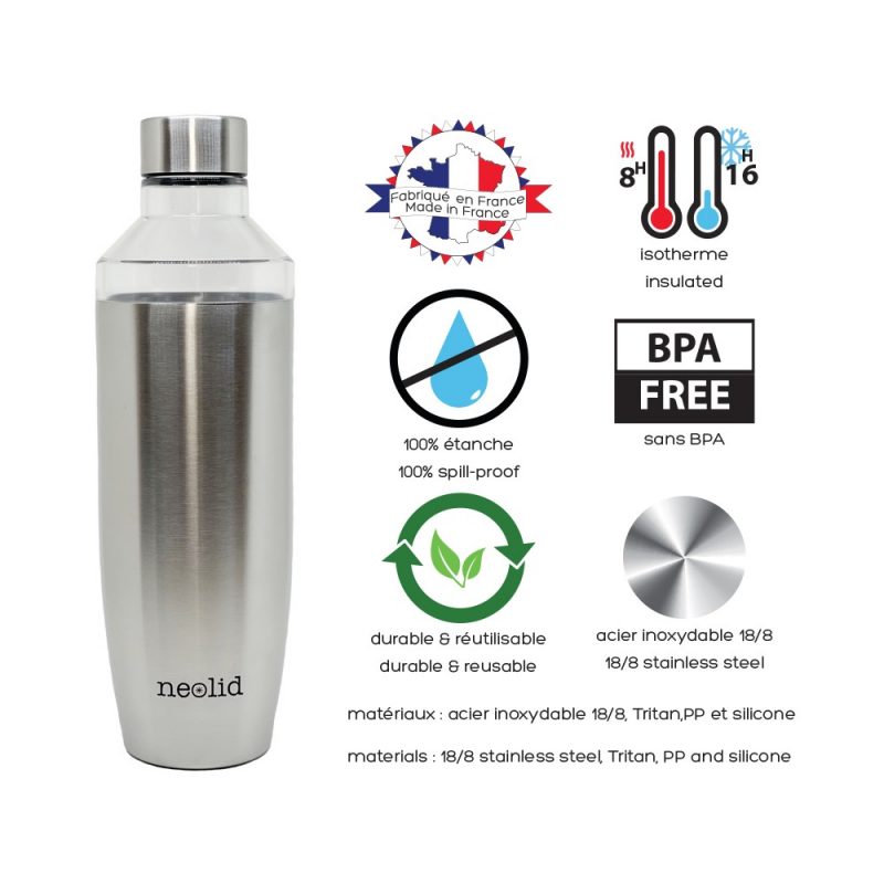 Bouteille Neolid inox, bouteille isotherme fabriquée en France