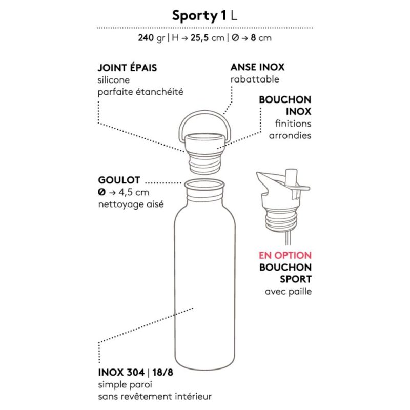 Gaspajoe Sporty, gourde écologique de 1 litre en inox