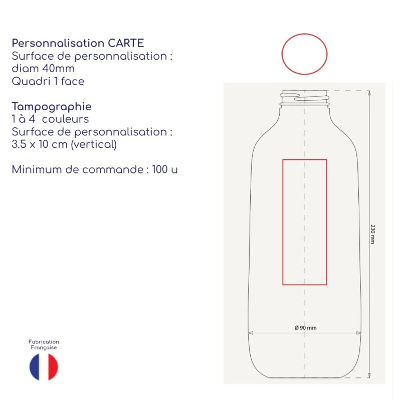 Gourde 1 l personnalisable de fabrication française, une gourde design à personnaliser